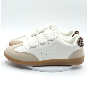 Dolce Vita White Tan Leopard Sneakers Size 9.5‎ Womens Quick Hook & Loop NEW